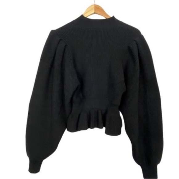 Mock Chucky Black Sweater Bishop Balloon Sleeve - Picture 6 of 11